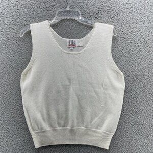 Vintage Fia Italia‎ Size L Knit Blouse Hand Loomed Sleeveless White NEW
